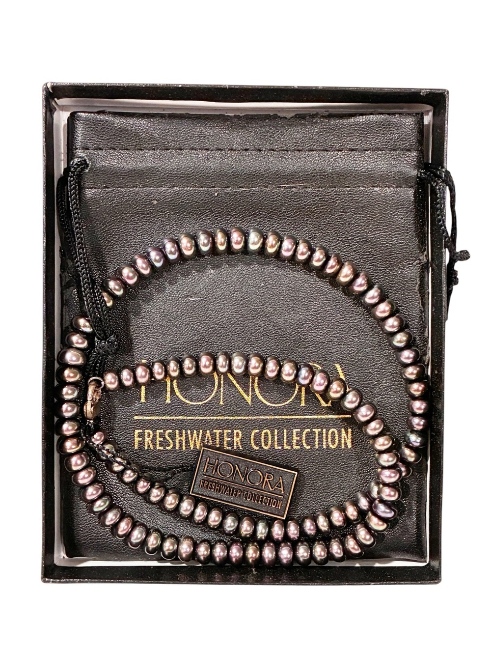Honora Freshwater Pearl Necklace Sterling Silver 925 Black NEW